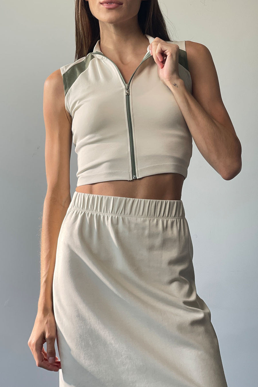 Sporty Chic Vest & Skirt Set