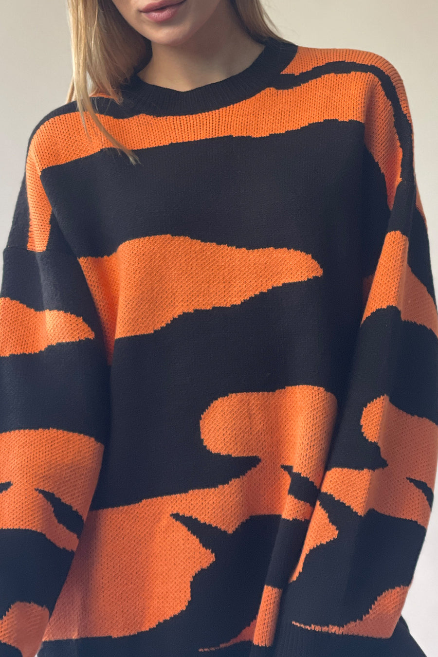 Neon Camouflage Knit Sweater