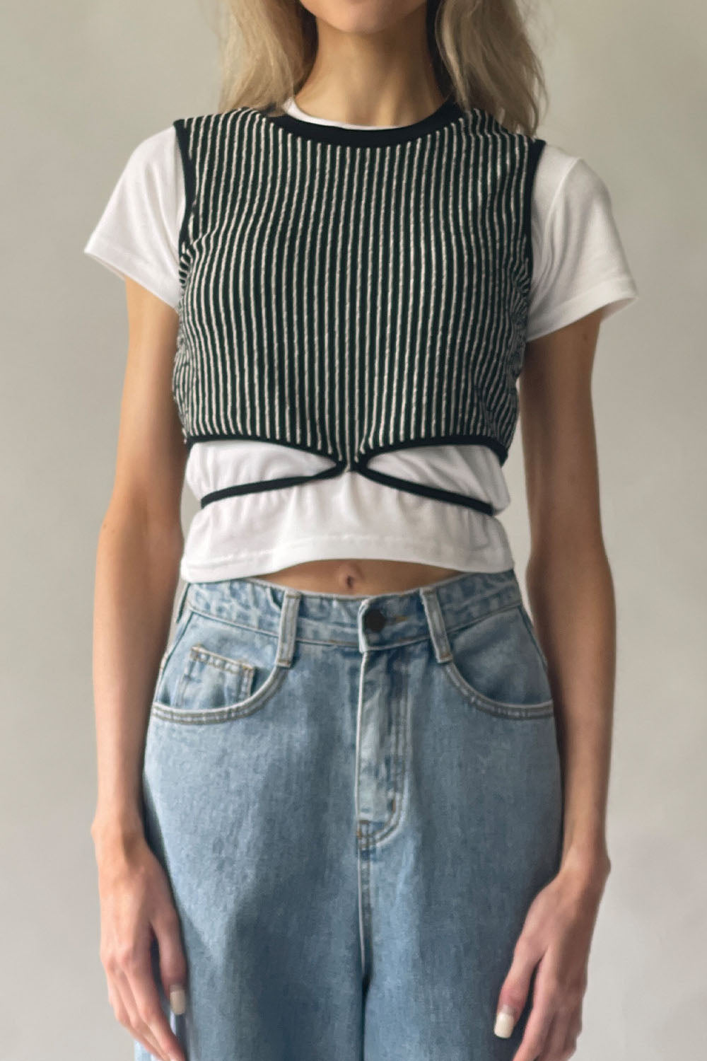 Cropped String Tie Vest