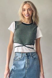 Cropped String Tie Vest