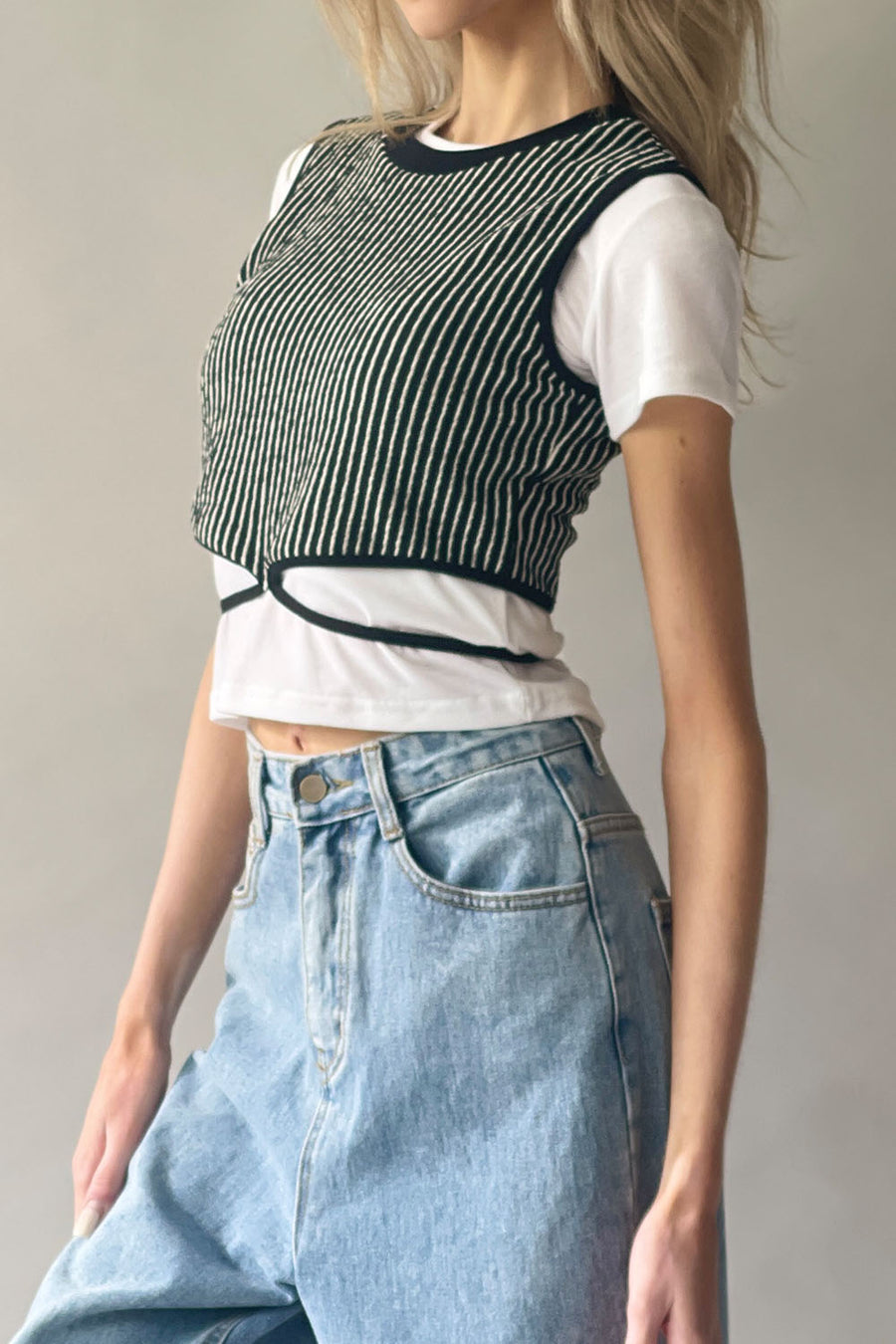 Cropped String Tie Vest