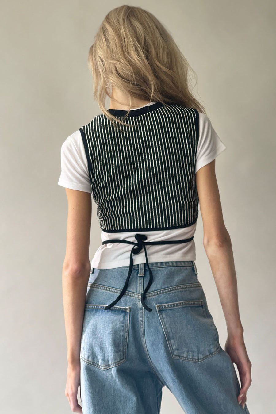 Cropped String Tie Vest