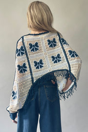 Ribbon Open-Knit Cape Top