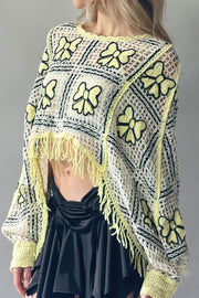 Ribbon Open-Knit Cape Top