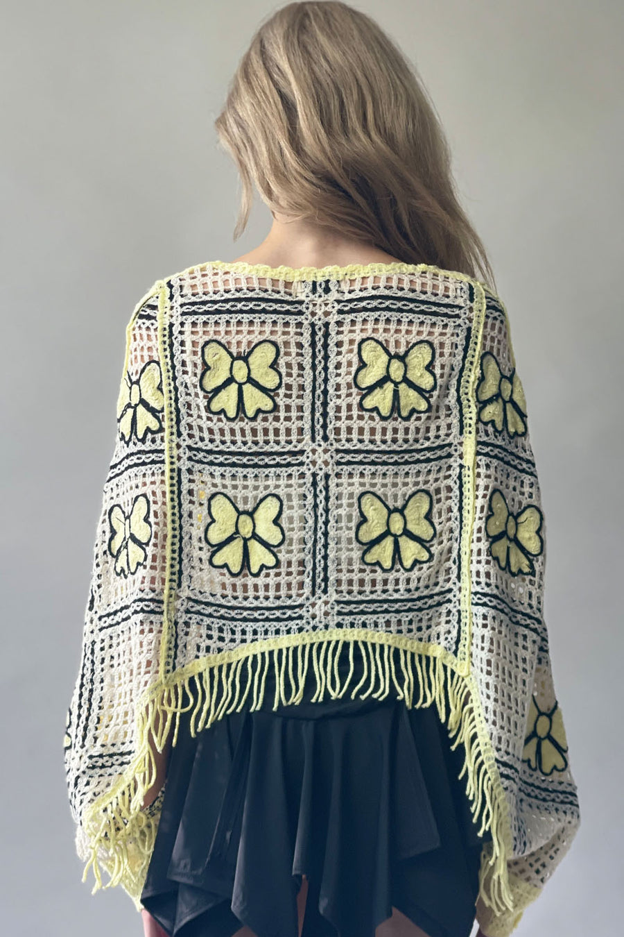 Ribbon Open-Knit Cape Top