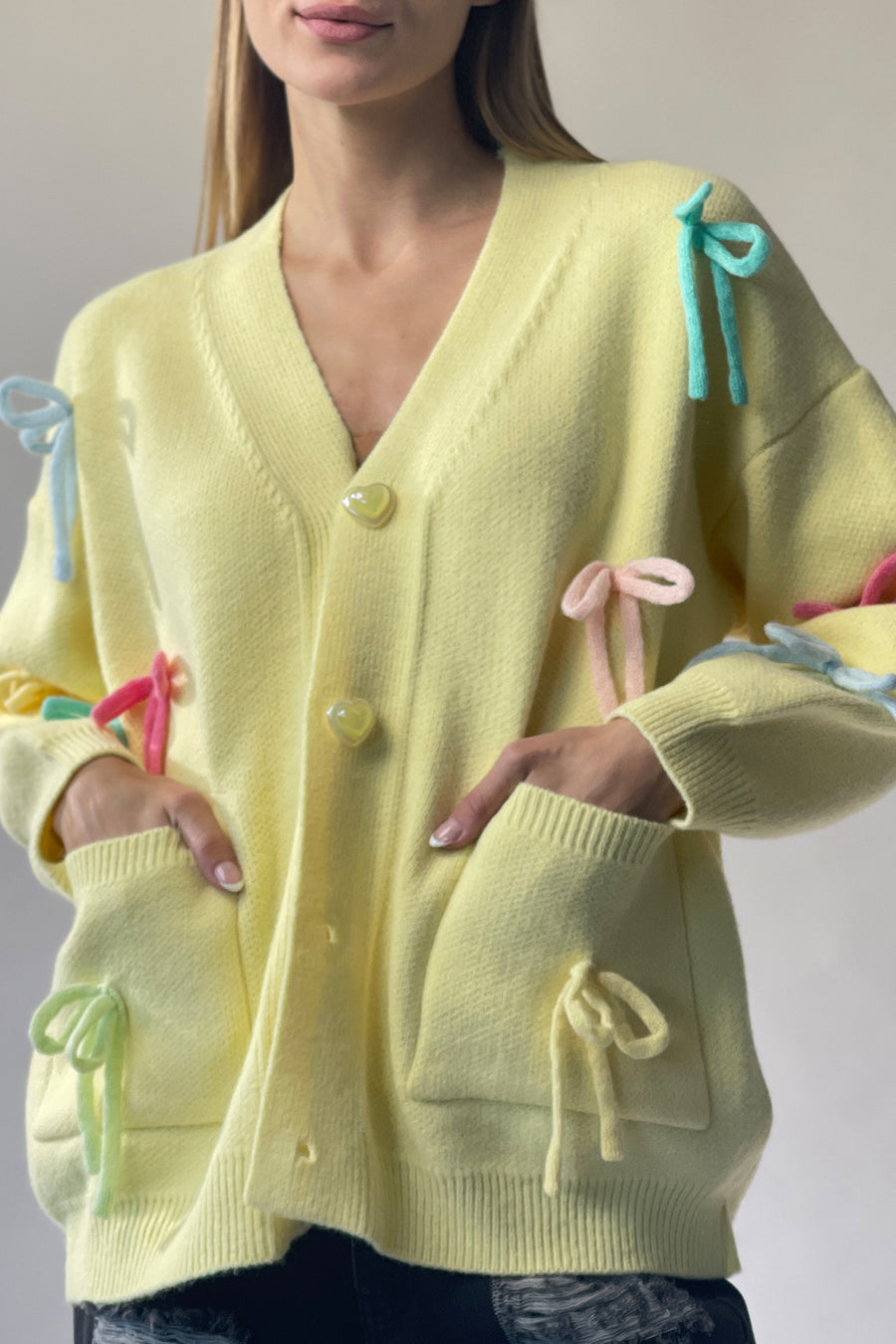 Ribbon Knots Knit Cardigan