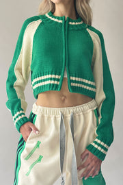 Varsity Zip-up Crop Cardigan