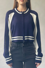 Varsity Zip-up Hacci Cardigan