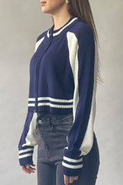 Varsity Zip-up Hacci Cardigan