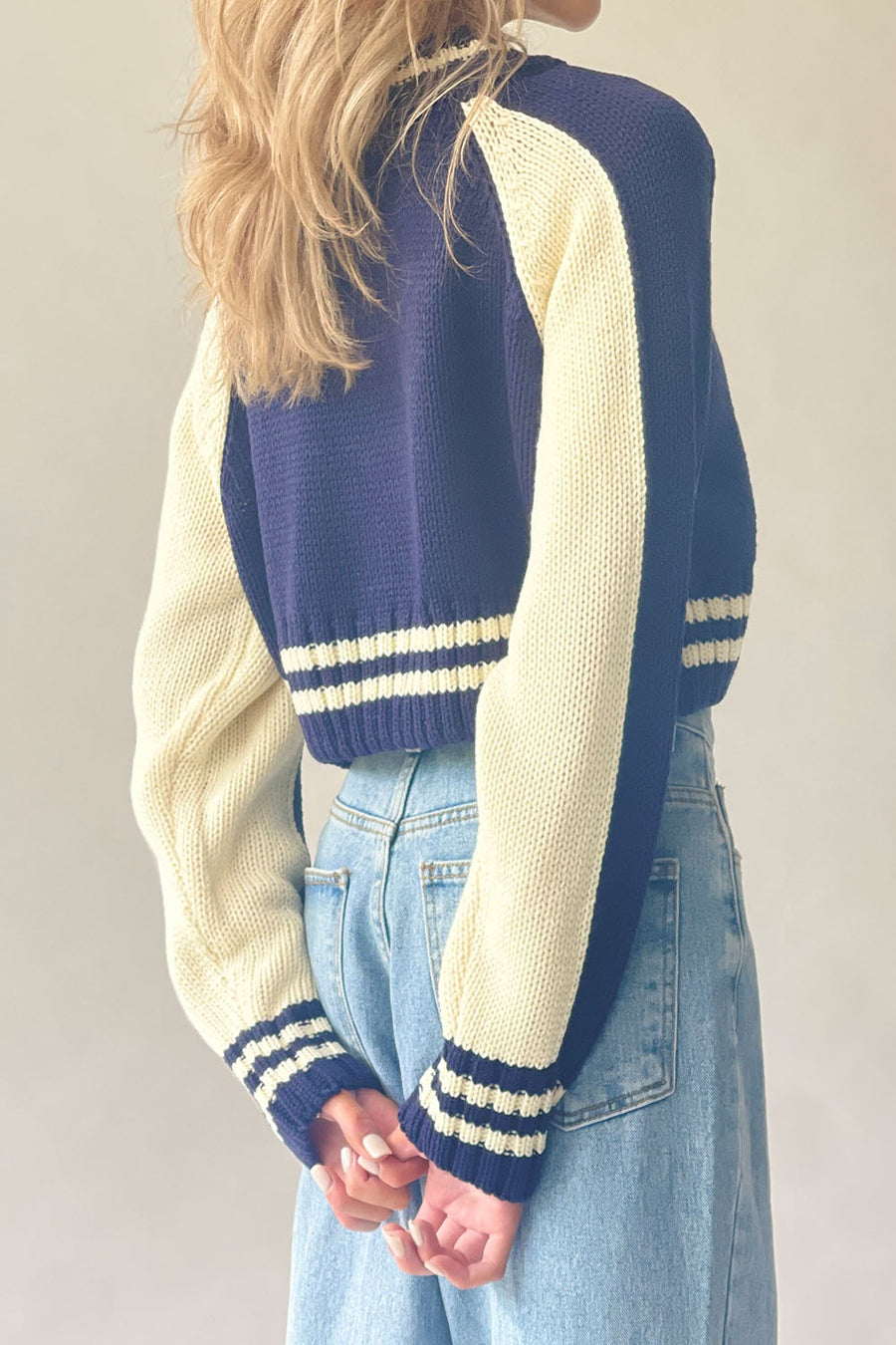 Varsity Zip-up Crop Cardigan