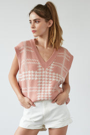 Retro hound checkered Sweater Vest