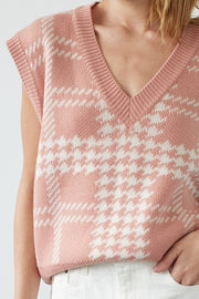 Retro hound checkered Sweater Vest