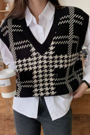 Retro hound checkered Sweater Vest