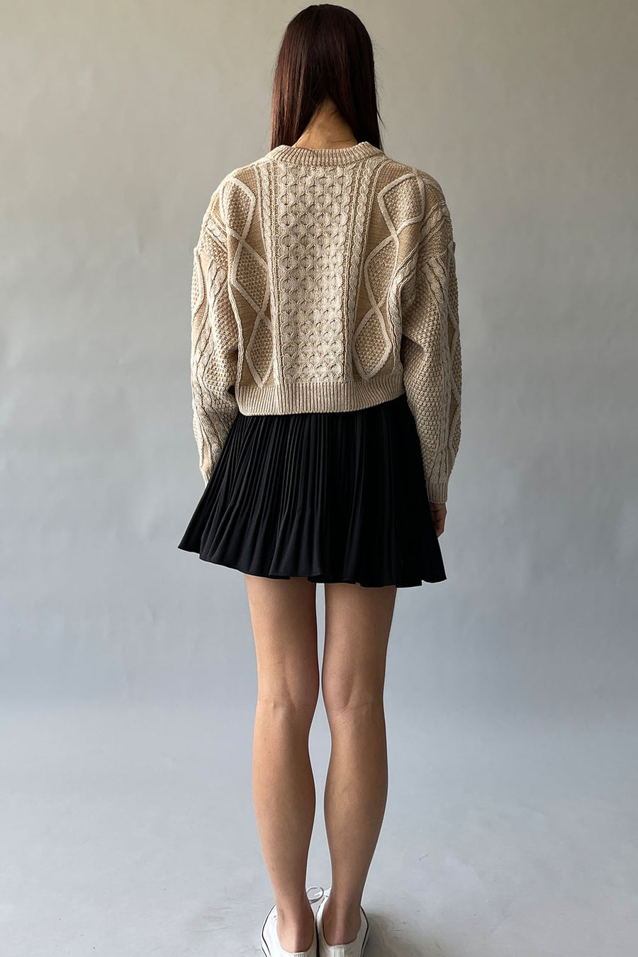 Two-tone Cable Knit Sweater