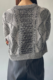 Two-tone Cable Knit Sweater