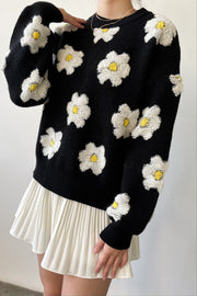 Daisy Print in Teddy Sweater