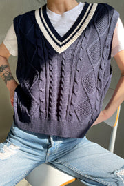 Preppy Cable Knit Vest