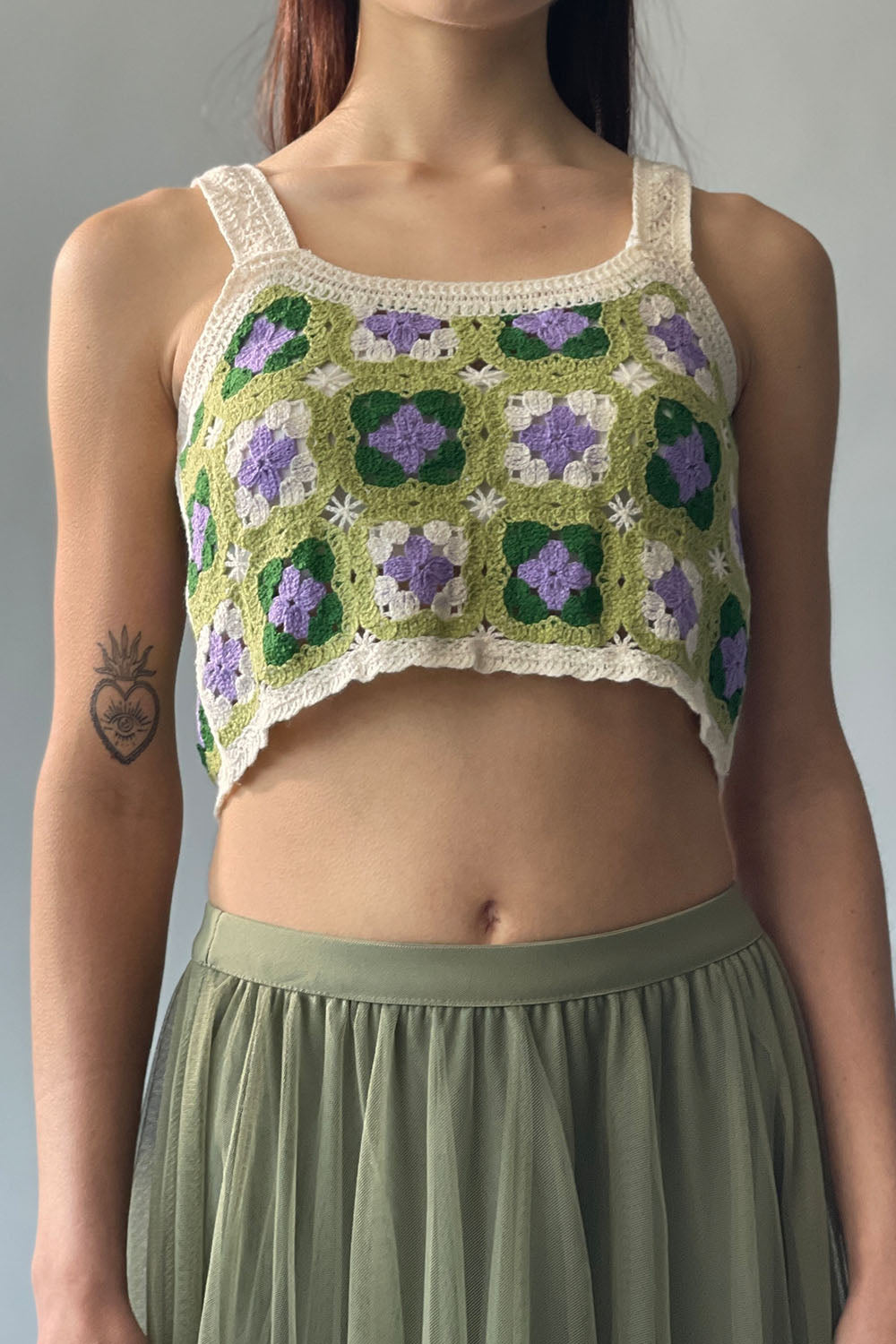 Flower crochet hot sale top